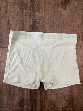 Playboy Woman’s Ribbed Boxer Brief Shorts in Light Mint